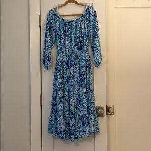 Blue Floral Midi Dress. Lilly Pulitzer.